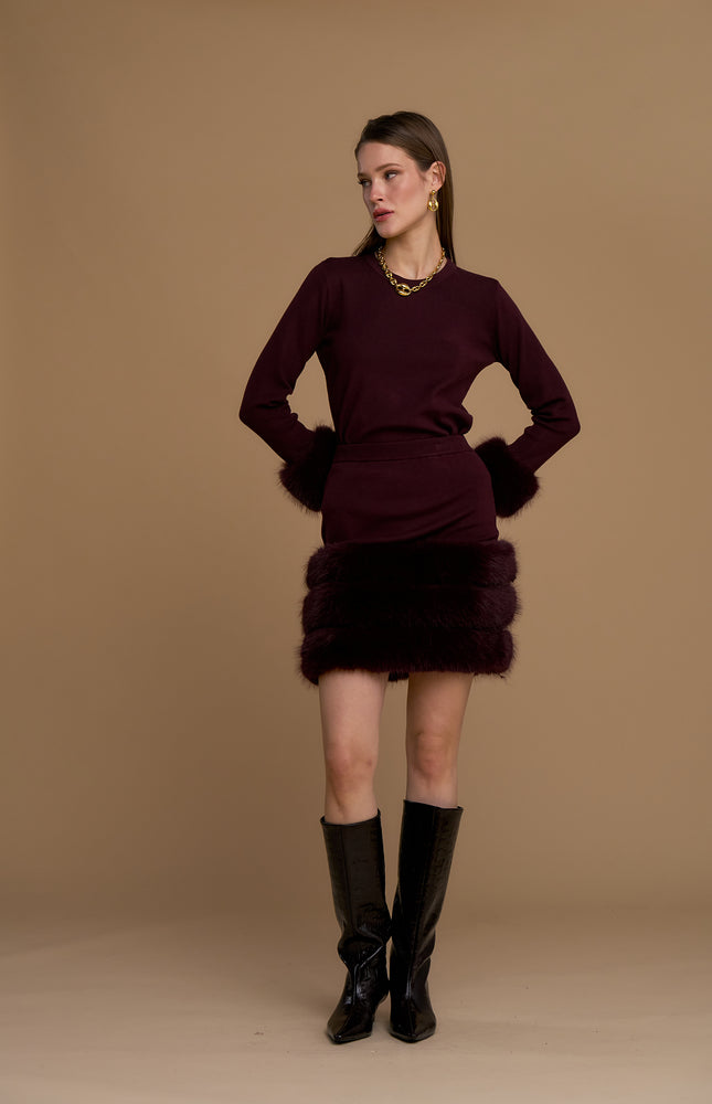 COORDINATO BURGUNDY PELLICCIA