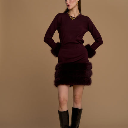 COORDINATO BURGUNDY PELLICCIA
