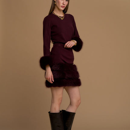 COORDINATO BURGUNDY PELLICCIA
