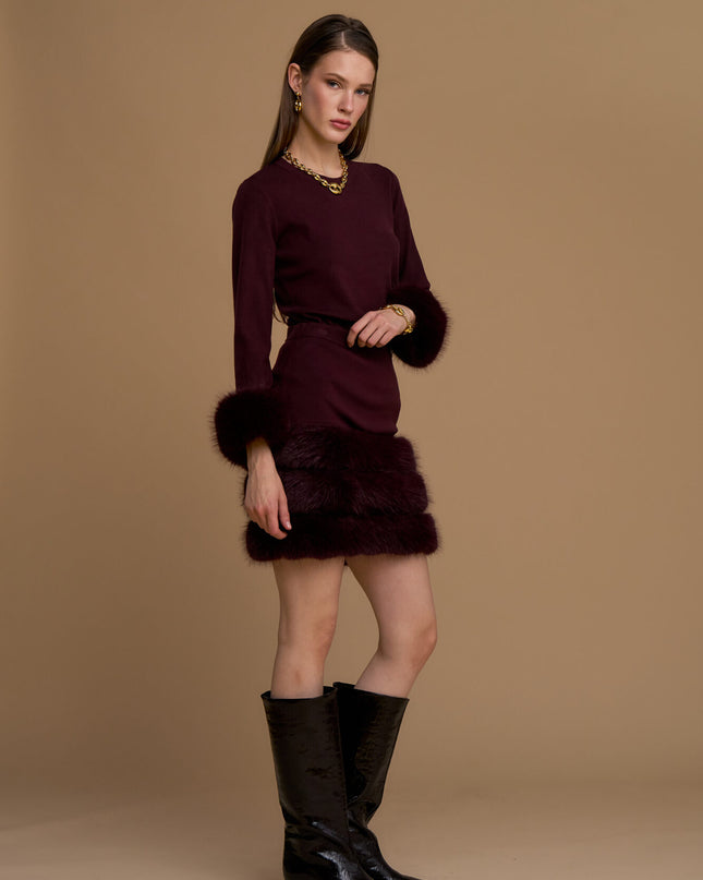 COORDINATO BURGUNDY PELLICCIA