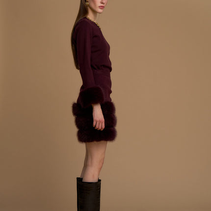 COORDINATO BURGUNDY PELLICCIA
