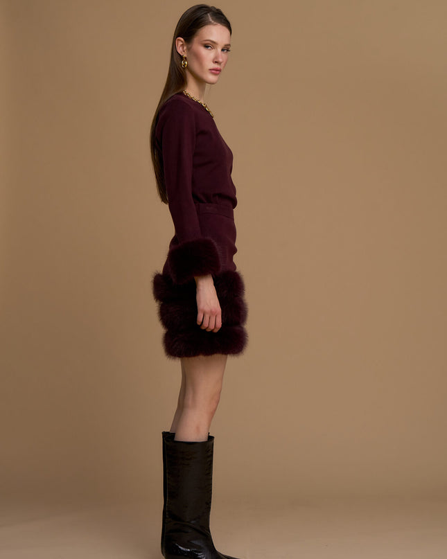 COORDINATO BURGUNDY PELLICCIA