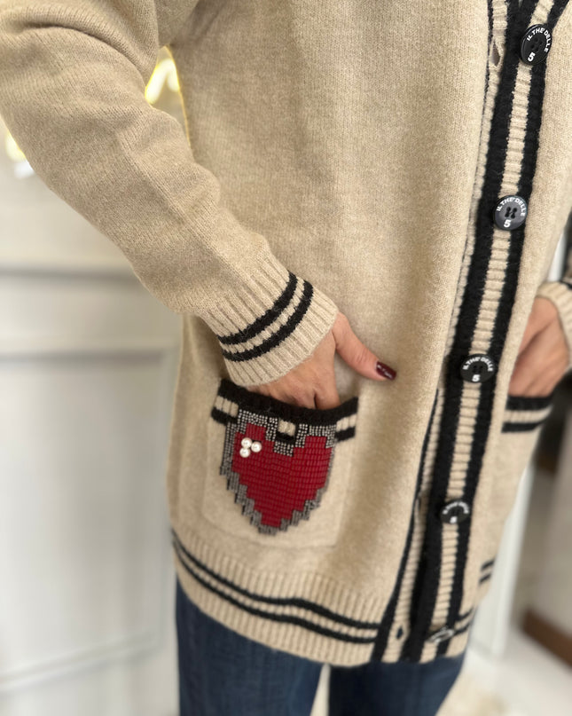 CARDIGAN TASCA CUORE