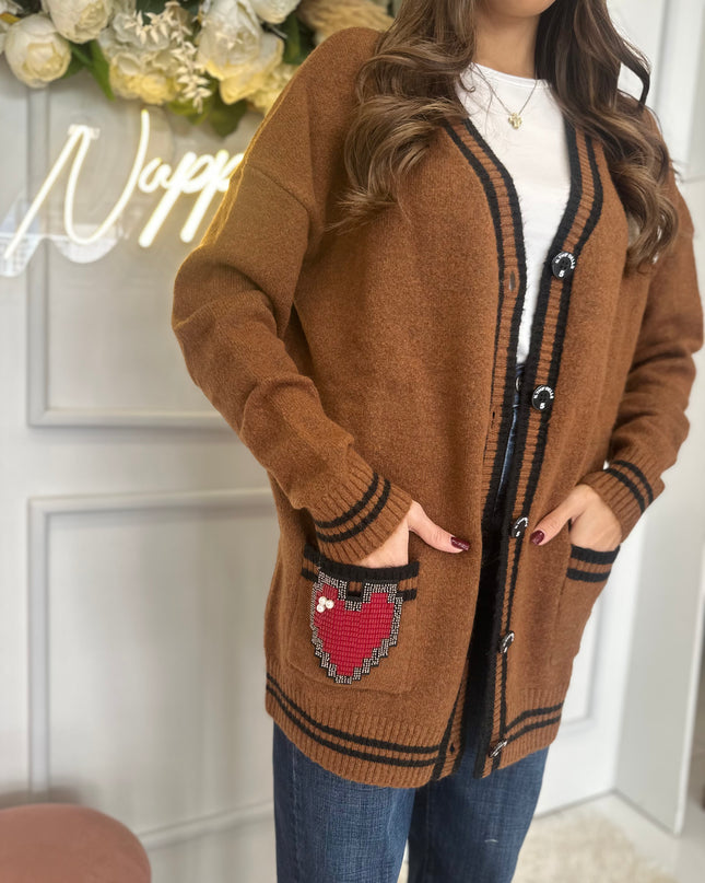 CARDIGAN TASCA CUORE