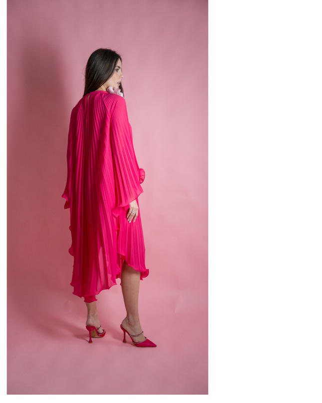 ABITO FUCSIA PLISSE'