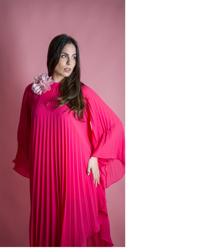ABITO FUCSIA PLISSE'